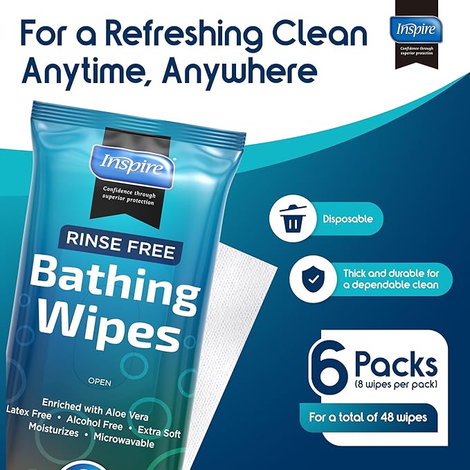 Adult Wet Wipes Body Wipes | Adult Wash Cloths Extra Large, Bathing Wipes for Incontinence, 8"x12"