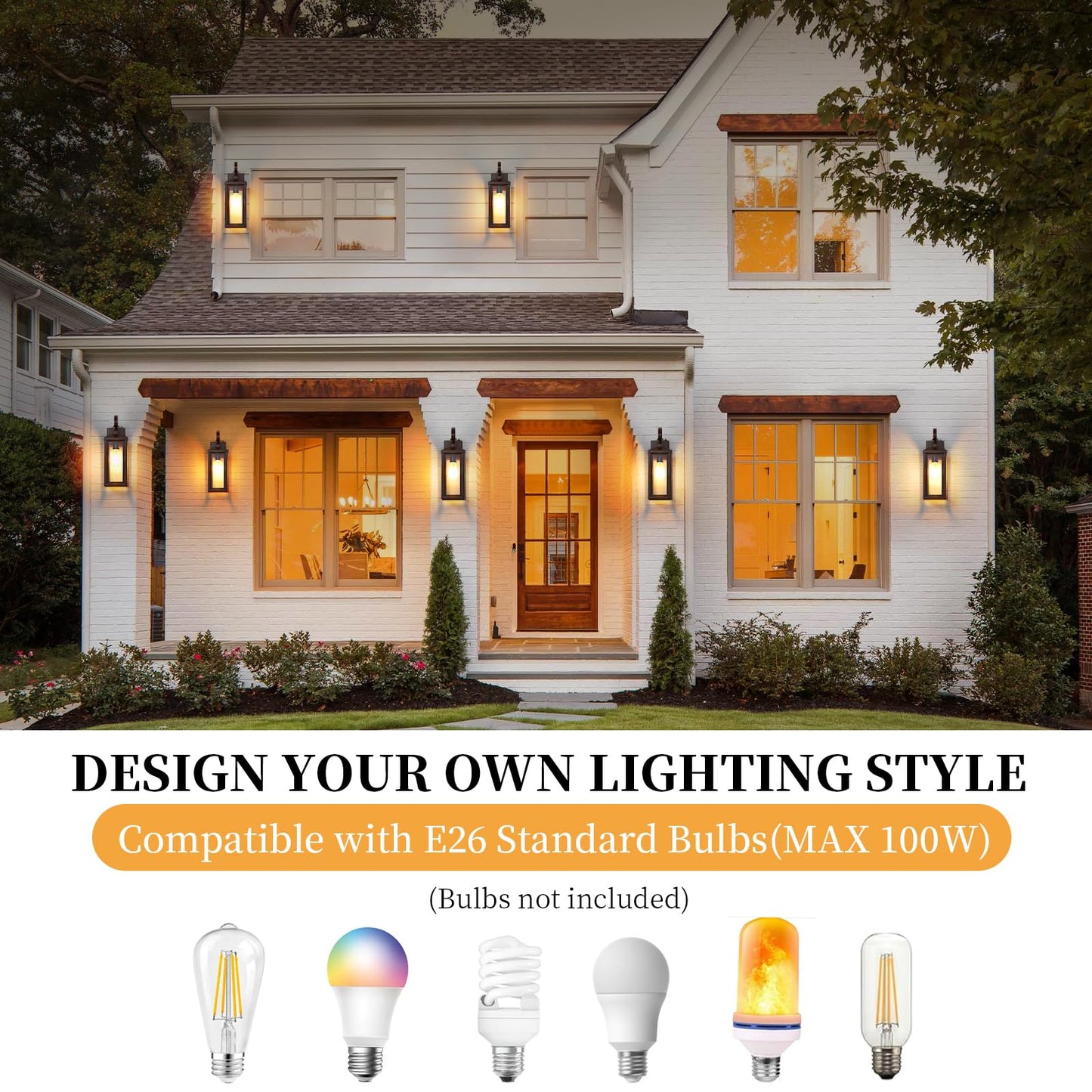 Snru 17 Brown Large Exterior Lighting Fixtures 2Pack  Waterproof Outdoor Wall Porch Lights Sconces Wall Mount  Coach Lights For Garage Carriage Lights Exterior For House