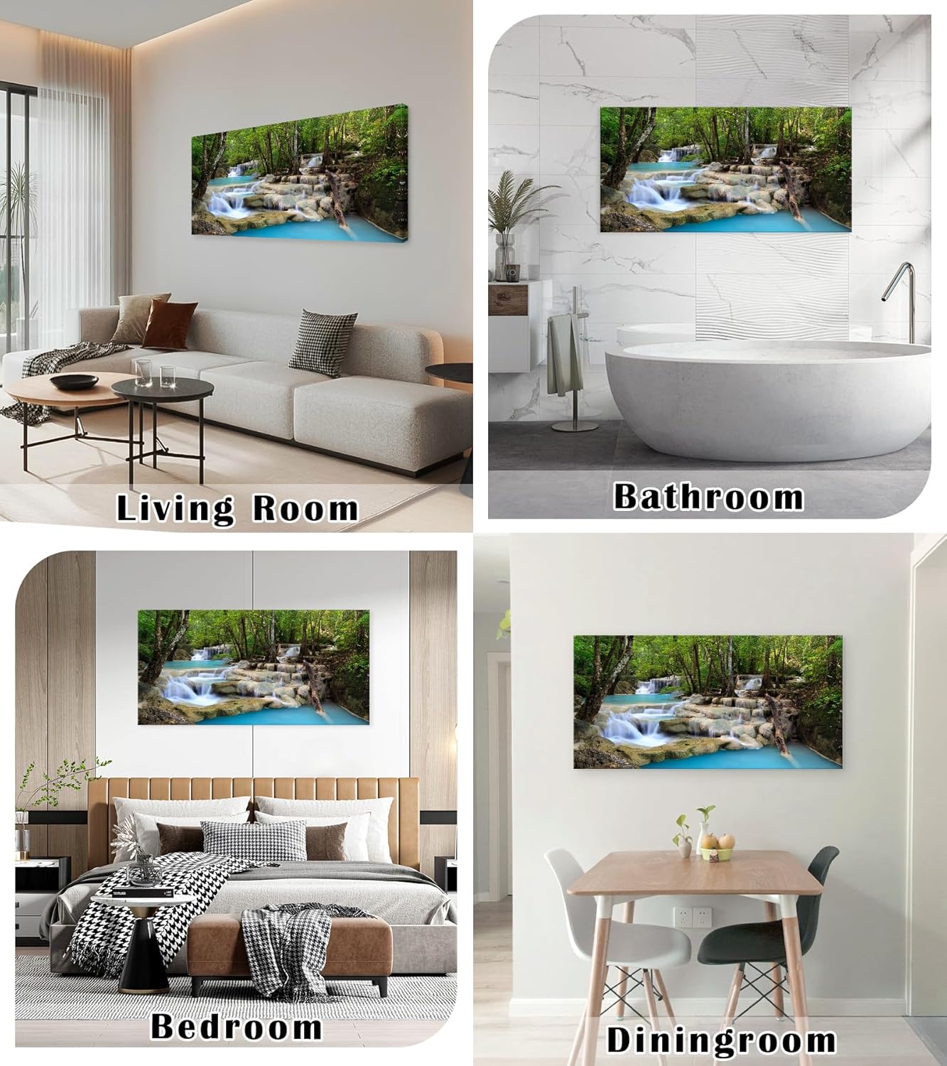 Cao Gen Decor Art S01598 1 Panels Wall Art Tropical Beautiful Waterfall Prints Light Green Forest Natural Picture Canvas Paintings Scenery Spring Summer Landscape for Home Wall Decor Artwork