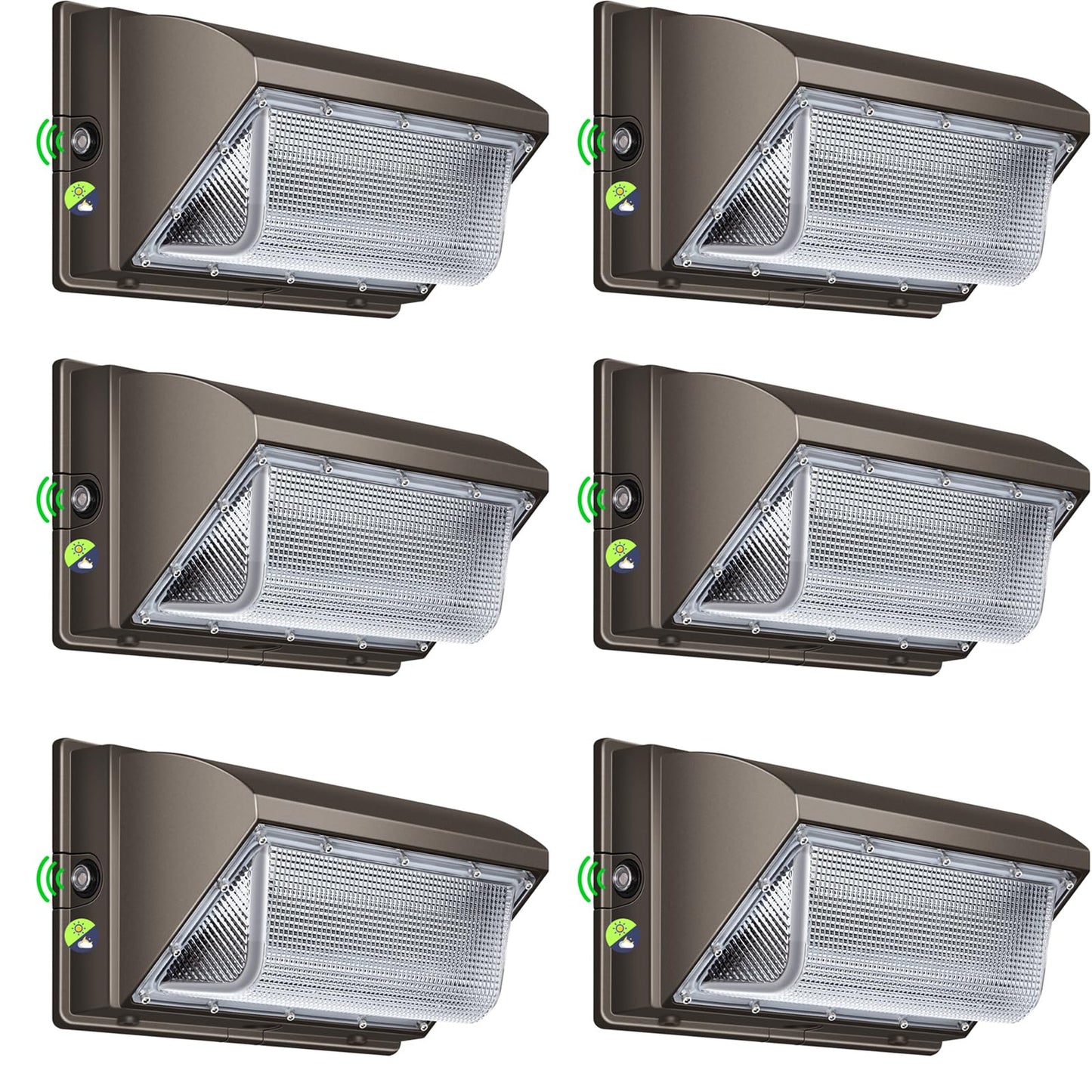 Biritalo Led Wall Pack Lights Outdoor Dusk To Dawn Photocell 800W Eqv Bright 18000Lm Led Exterior Buildings Security Lighting 5000K 120W Led Flood Wall Light 100V-277V Ip65 Waterproof For Yard 6 Pack