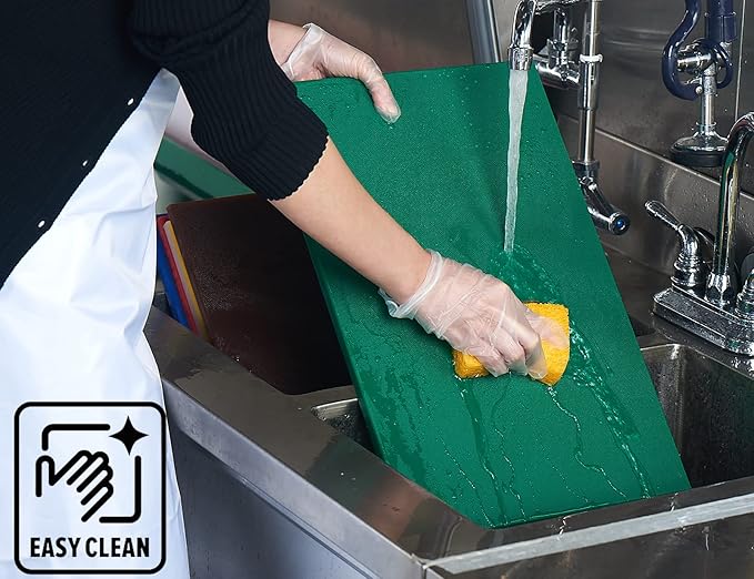 CURTA 2-Pack Green Cutting Boards for Kitchen, 24" x 18" x 0.5" Color Coded Plastic Chopping Board with Anti Slip Surface Dishwasher Safe