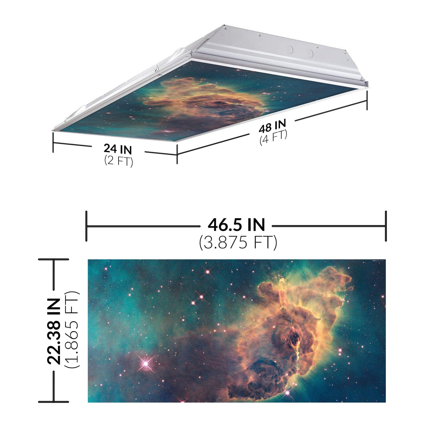 OCTO LIGHTS Fluorescent Light Cover - Backlit Film Insert 2x4 (22.38inx46.5in) Orion Nebula, Pack of 1