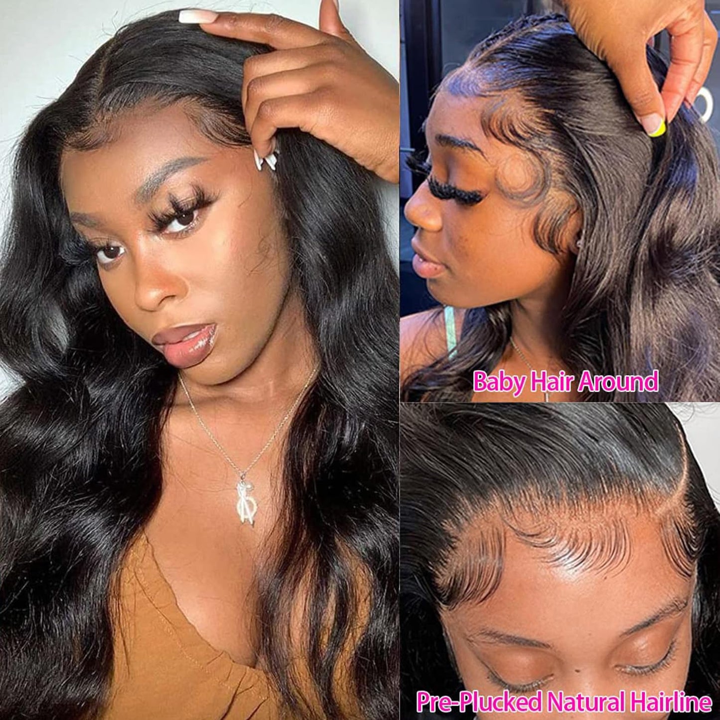 HANGFIRST 20 Inch 13x6 Body Wave Lace Front Wigs Human Hair Pre Plucked 180% Density HD Transparent Lace Frontal wig Human Hair