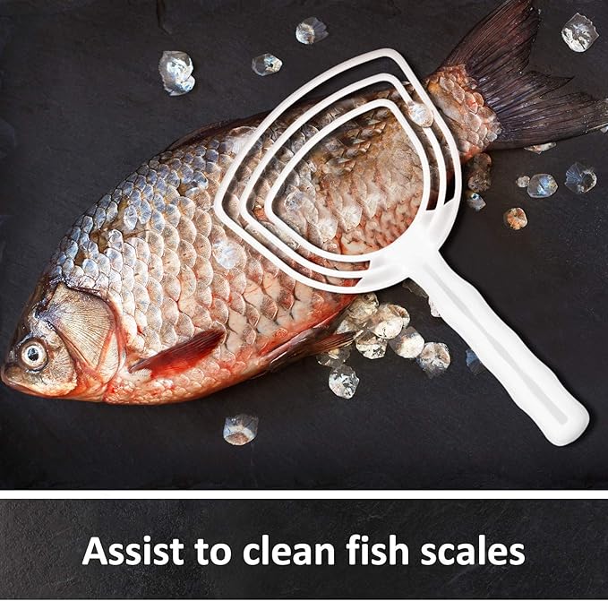 Mudder 8 Pcs Bone Dust Scraper Fish Scale Remover Butcher Plastic White Fish Descaler Meat Scraper Cleaning Tools for Kitchen Restaurant Catering Table
