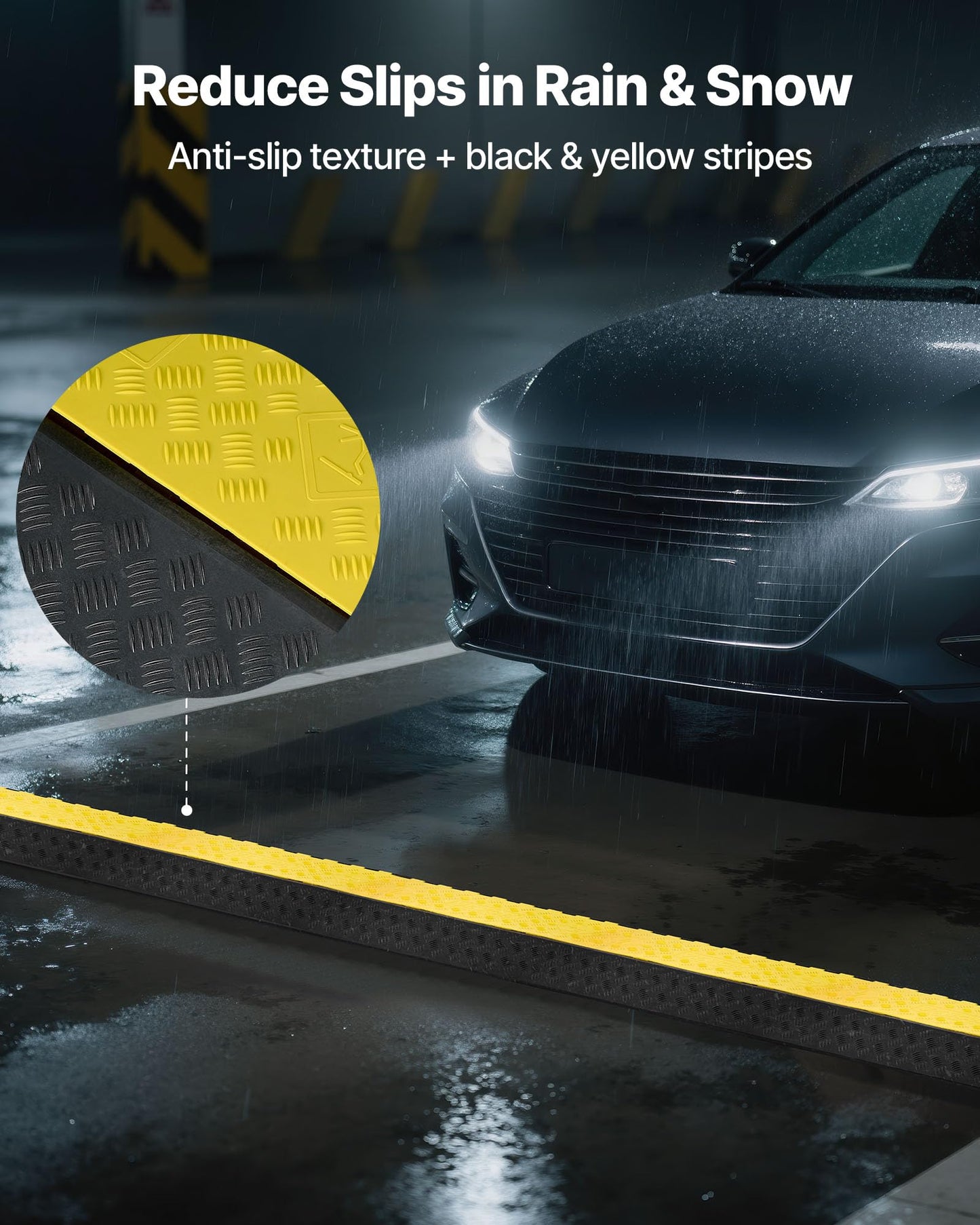 Vevor Rubber Cable Protector Ramp, 2 Channel Heavy Duty Rubber Cord Hose Wire Cover, 4 W X 3 H Large Channel Size, Driveway