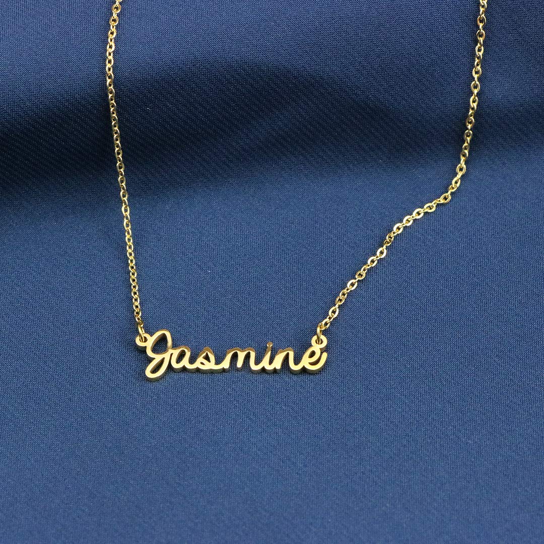Awegift Women Jewelry Name Necklace Big Initial Gold Plated Best Friend Women Gift for Her Mindy