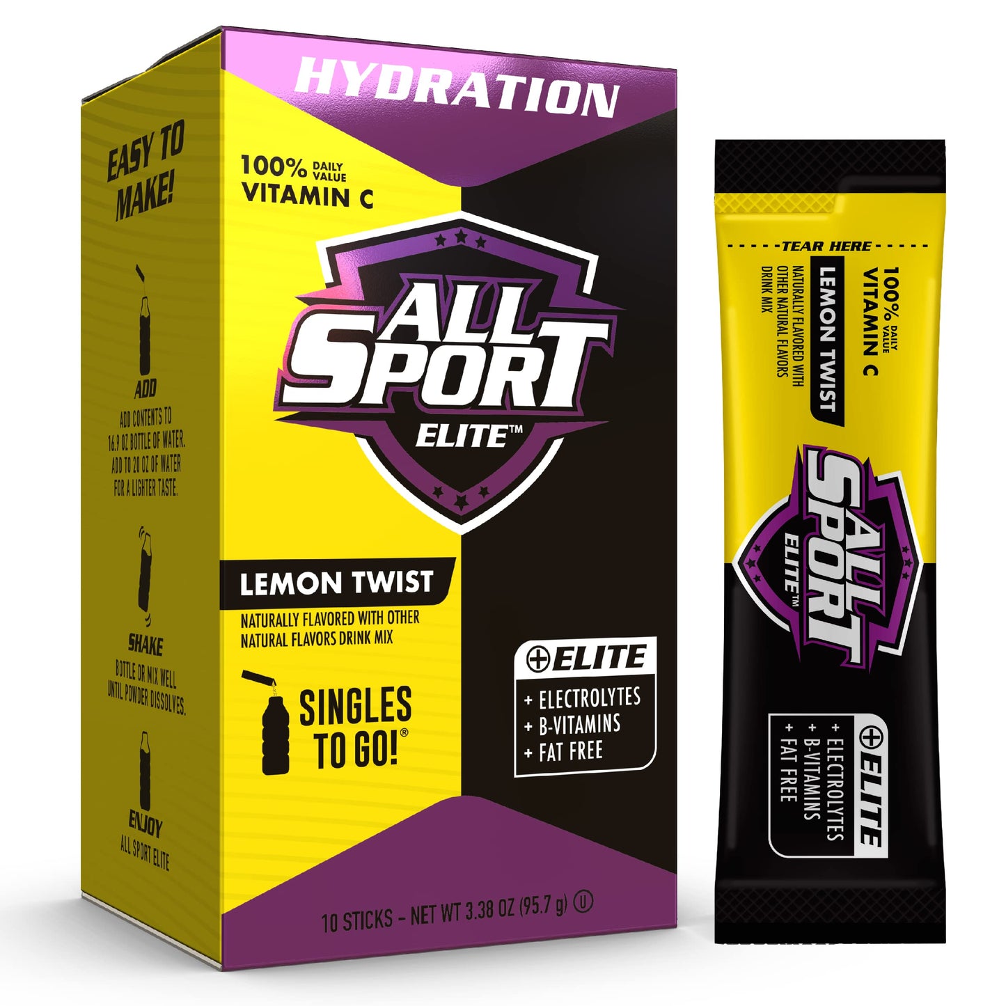 All Sport advanced - Electrolyte Hydration Performance - Lemon Twist - Singles To Go Powder Packets (10 Sticks)
