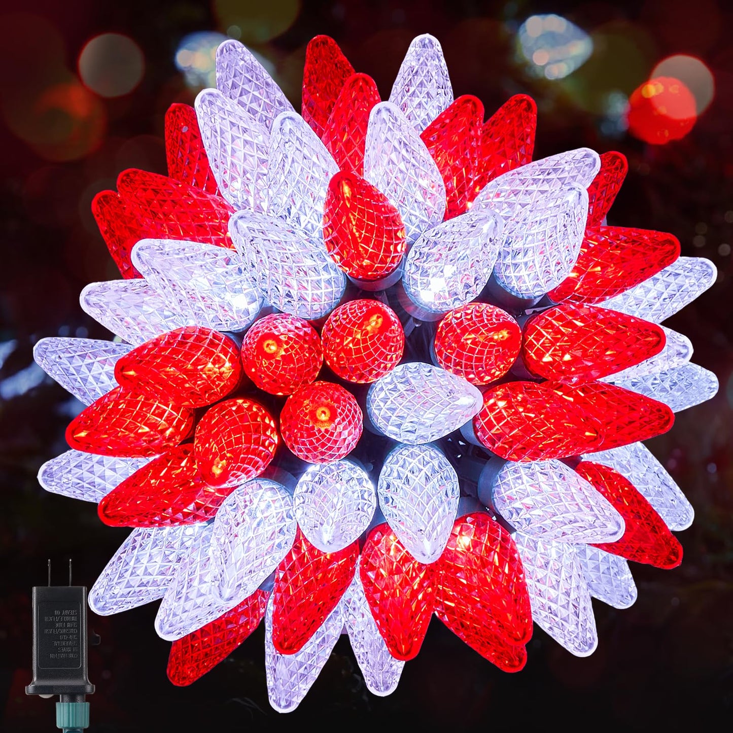 C9 Outdoor Christmas Lights  72 Ft 110 Led C9 String Lights  8 Modes & Timer Extendable Waterproof For Christmas Tree Indoor Outdoor Roofline Patio Outside Garden Yard Holiday Xmas Decor  Red White