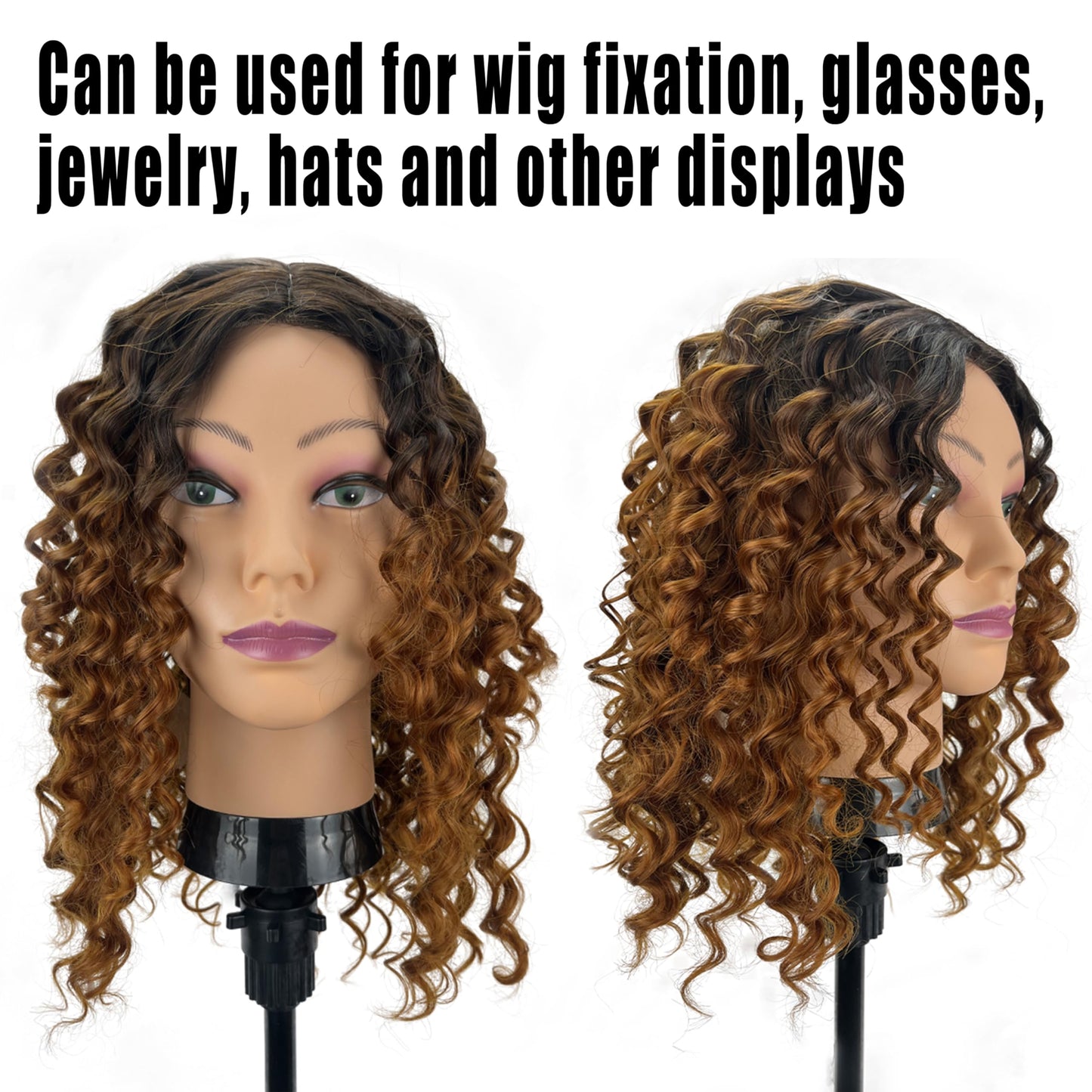 simnient Bald Mannequin Head Stand Professional Cosmetology Wig Training Head for Wig Making and Display Hat Glasses Scarf Jewel