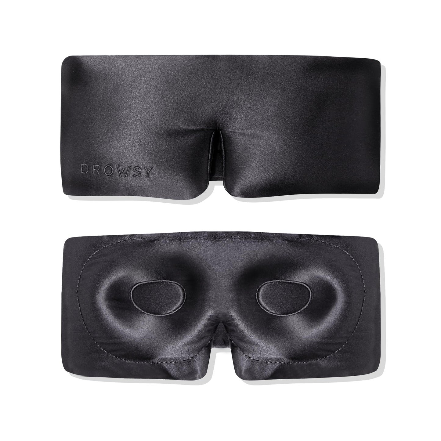 DROWSY Eyelash Protecting Silk Sleep Mask for Natural Lashes & Extensions. Deep Eye Cups, Zero Pressure, Total Blackout, Full Wraparound (Moonlight Shadow)