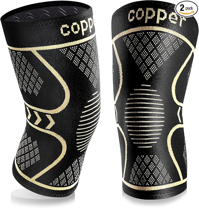 Copper Knee Braces for Women and Men 2 Pack, Knee Compression Sleeve for Knee Pain, Arthritis,ACL, Meniscus Tear, Joint Pa...