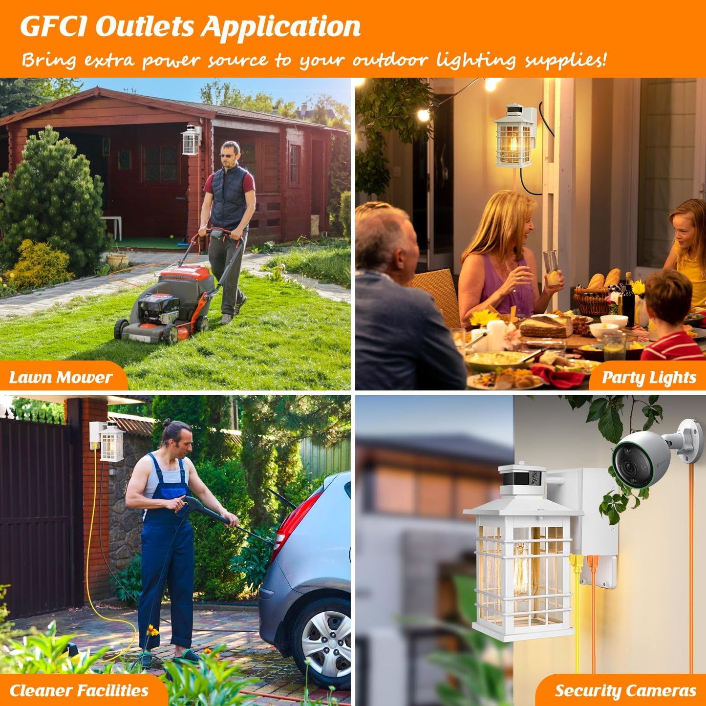 Porch Light With Gfci Outlets  White Motion Sensor Dusk To Dawn Outdoor Wall Light Fixture  2-Pack Waterproof Outside Wall Lantern Sconce 3 Lighting Modes  Exterior Wall Light For Front Door House