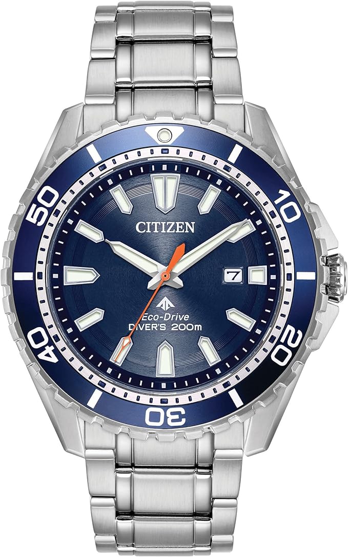 Citizen Men's Promaster Sea Eco-Drive Stainless Steel Watch, 3-Hand Date, One-Way Rotating Bezel, ISO Compliant, Luminous ...