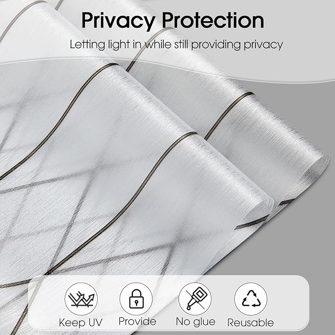 Windimiley Window Privacy Film Stained Glass Static Clings, Bathroom Frosted Leaded Decorative Window Stickers, UV Heat Blocking Opaque Removable for Home Door Coverings (23.6 x 78.5in,Rain)