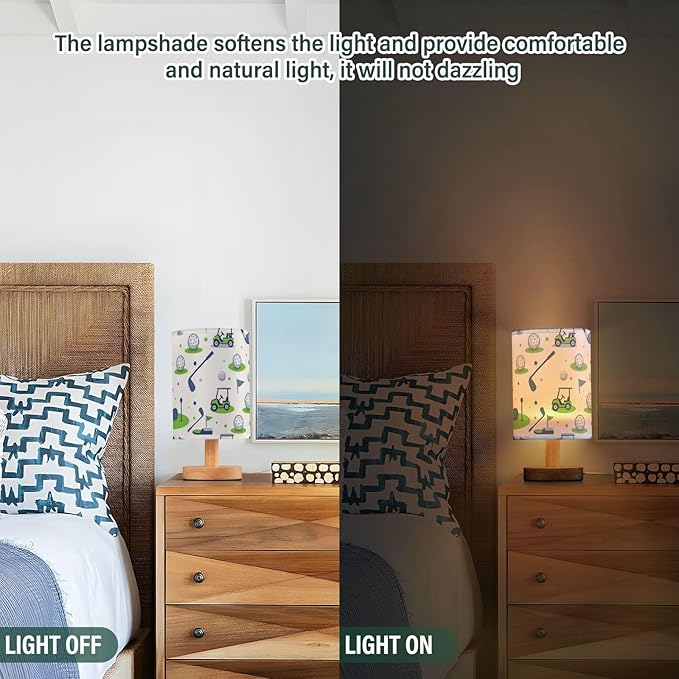 Golf Ball Flag Car Table Lamp for Bedroom Bedside Lamp Desk Lamps Cylinder Nightstand Lamp for Living Room Office Decor