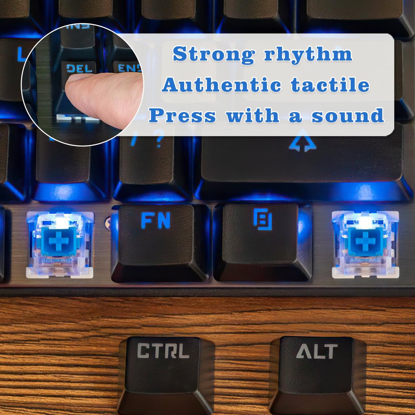 Deftomo 50 Pcs Blue Keyboard Switches, 3-Pin Clicky Tactile Mechanical Keyboard Switches, Complete DIY Replacement Kit with Switch Puller & Brush