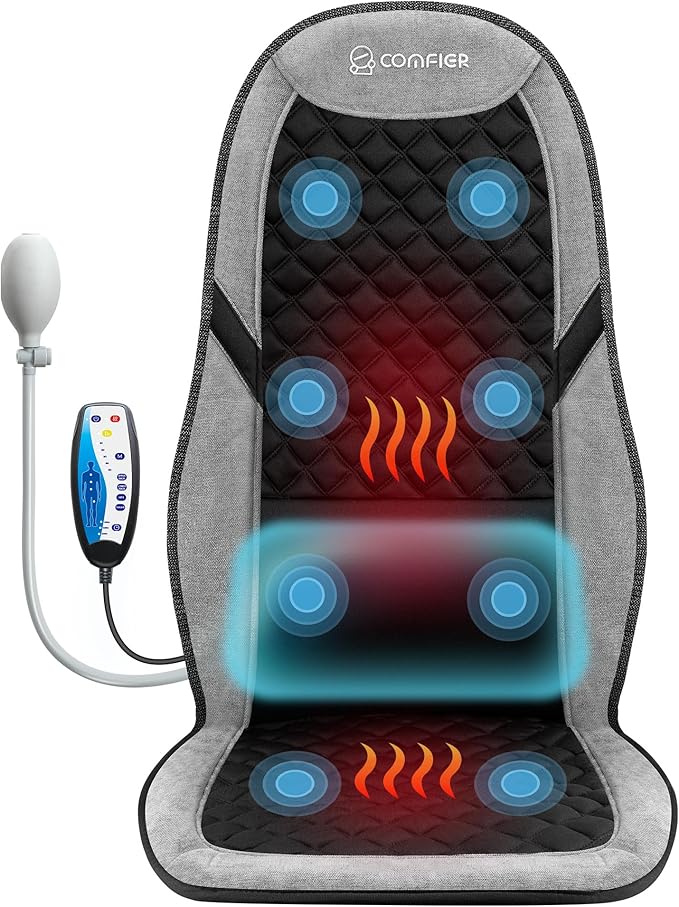 COMFIER Back Massager with Heat,Massage Chair Pad,Massage Seat Cushion with Adjustable Lumbar Support,Back Massage for Pai...