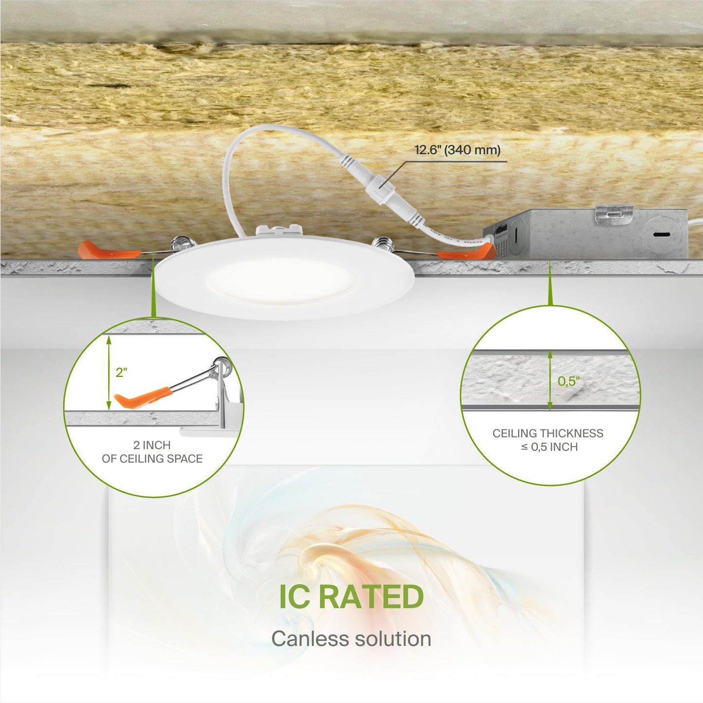 Asd 6 Pack 3 Inch Led Recessed Light 6W  5 Cct 2700K-5000K Cri90+  Ic Rated Ultra Thin Dimmable Ceiling Lights With J Box  Canless Wafer Downlight  Round Slim Panel Lighting  Ul Energy Star  White