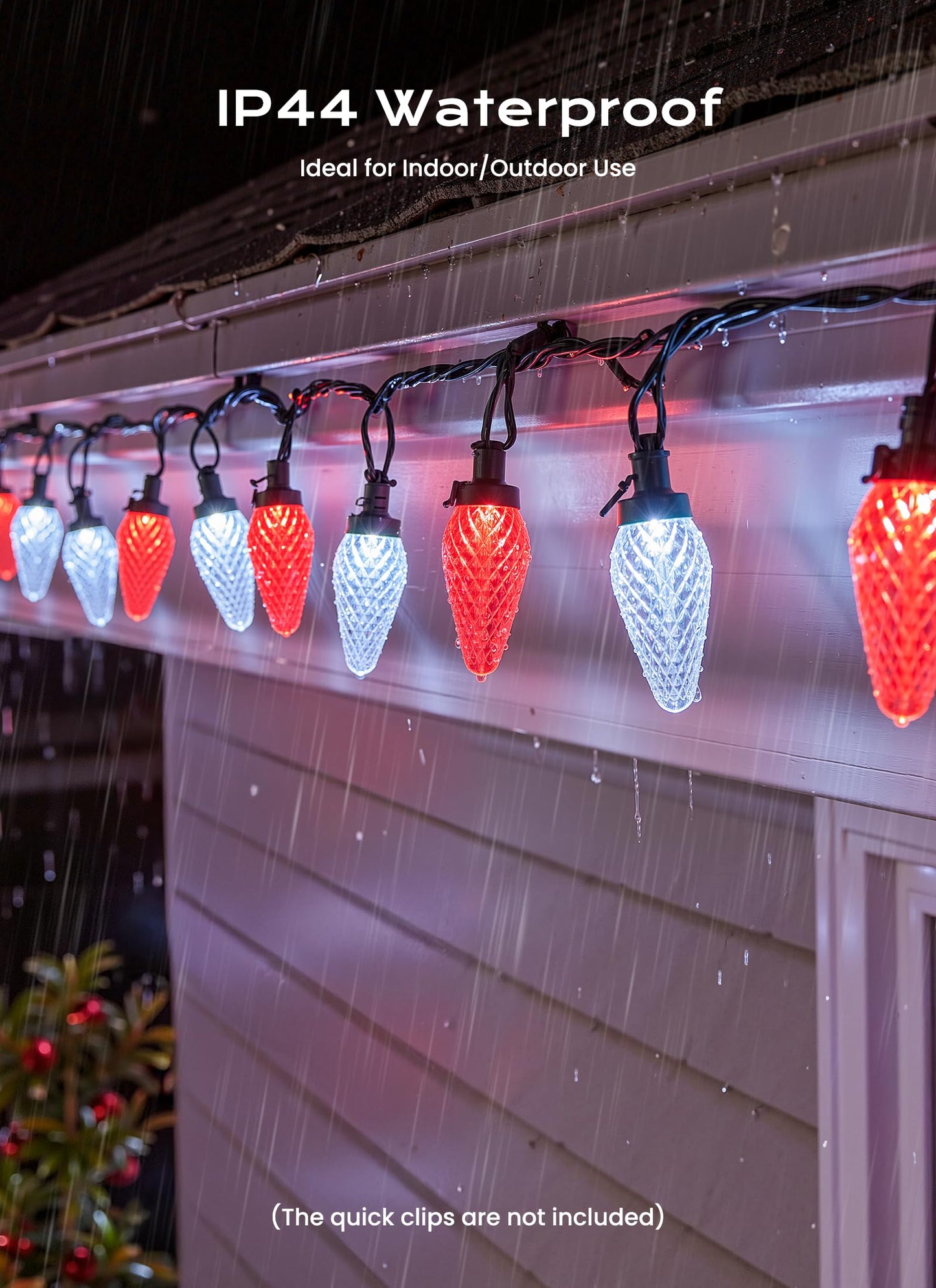 C9 Christmas Lights Outdoor  100 Ft 150 Led Connectable C9 String Lights With 8 Modes And Timer Xmas Tree Patio Roofline Garden Yard Holiday Party Indoor Outdoor Decoration  Red And White