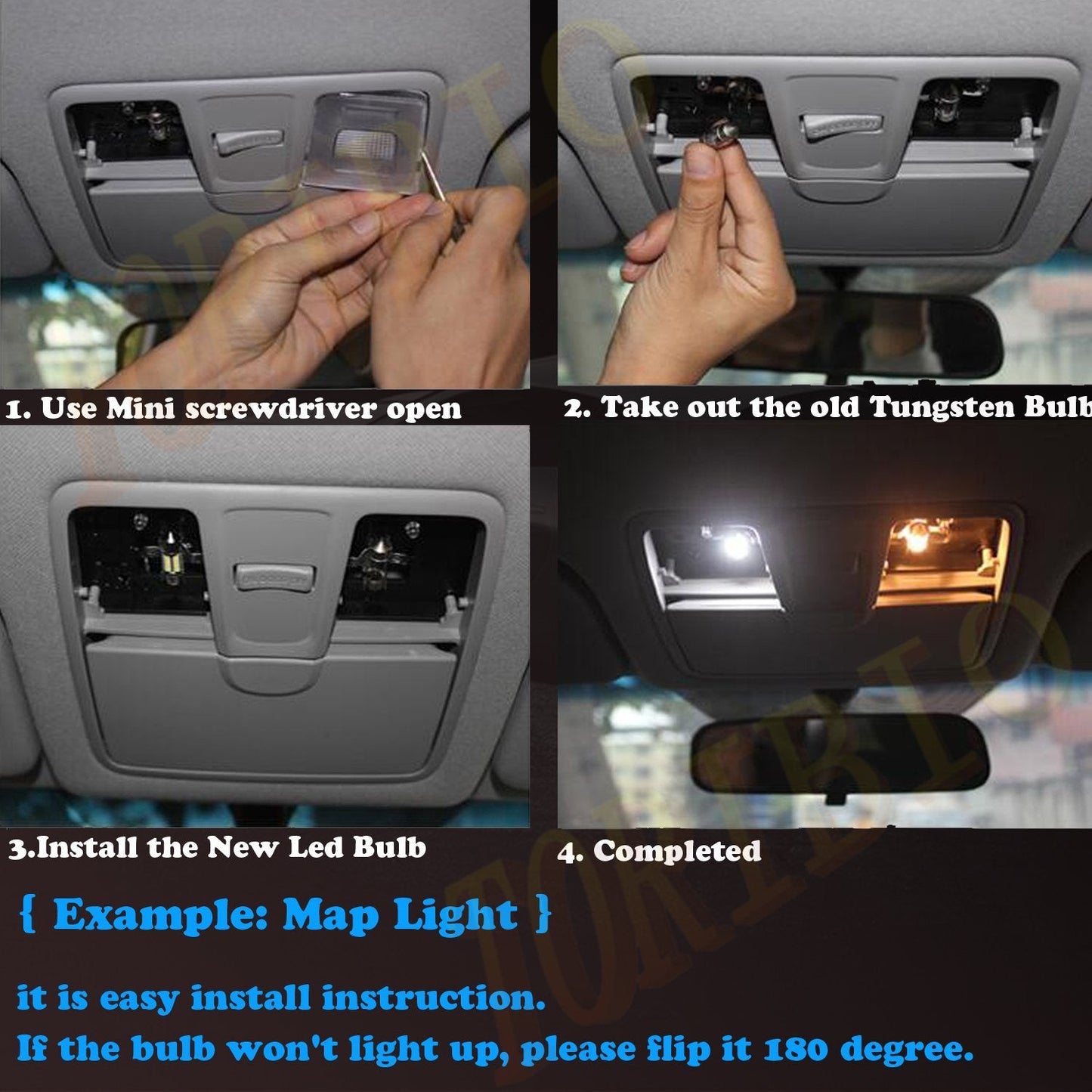Toribio 31Mm Led Bulbs, 6000K Pure White, Error Free Canbus, 6-Smd 5730 Chipsets, Aluminum, 4Pcs