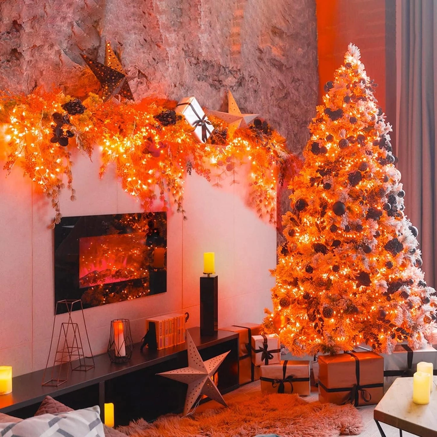 Halloween String Lights 75Ft 200 Led Fairy Twinkle Lights For Outdoor Tree Garden Patio Thanksgiving Christmas Decor