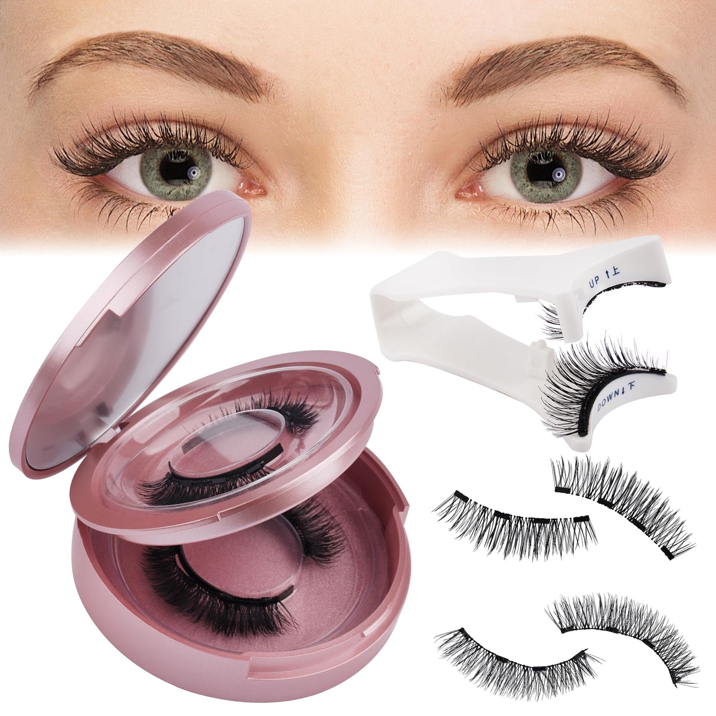 GEMERRY Magnetic Eyelashes with Applicator Magnetic Lashes Natural Look No Glue Needed Lash Kit DIY at Home for Beginners