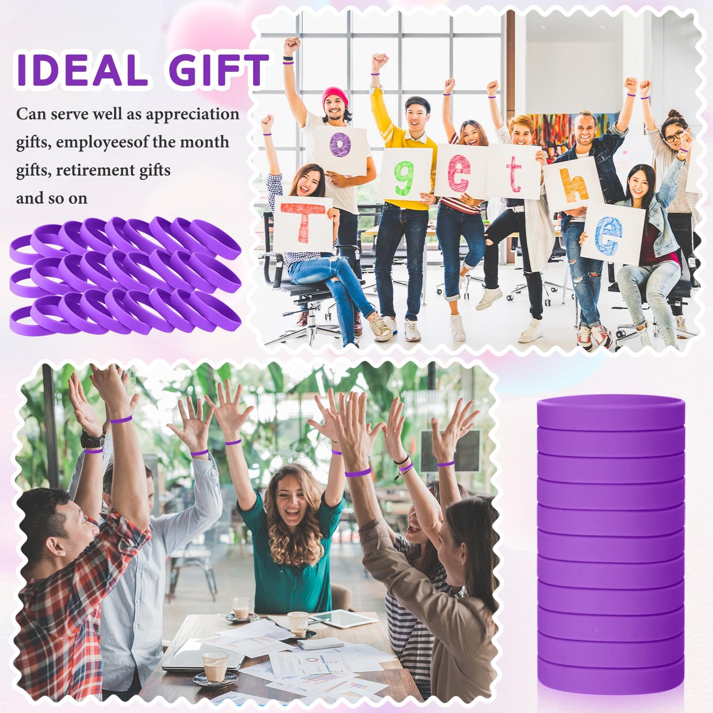 Liliful 100 Pcs Silicone Rubber Wristbands Rubber Wristband Bracelet Bands for Silicone Wristbands for Women Men(Purple)