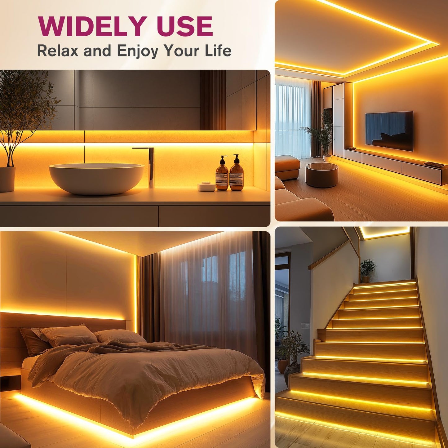 EMITEVER COB LED Strip Lights Warm White, 2700K Tape Light Premium High Density, DC 24V, 400+Lumens/ft, 5120LEDs/Spool, Ra 90+, 32.8ft/10m,UL Listed 5 Year After-Service(Power Supply Sold Separately)
