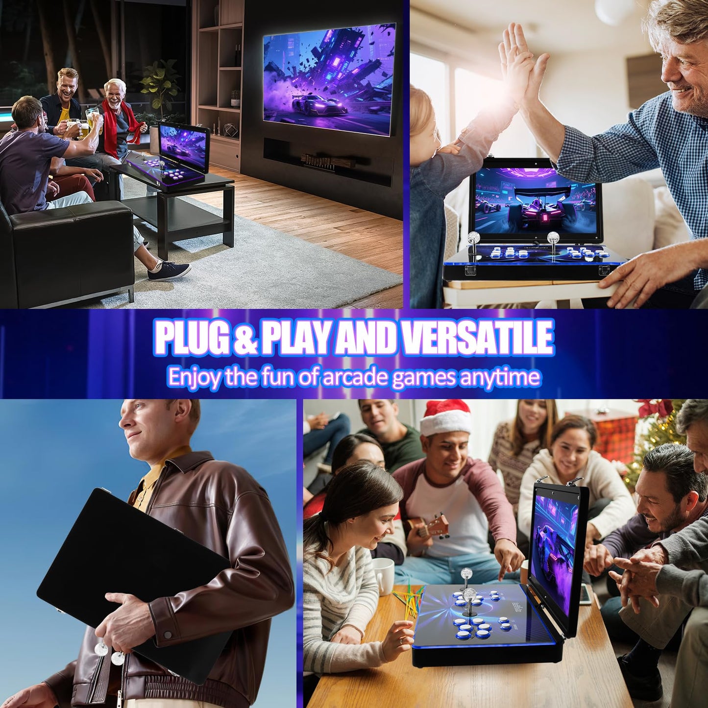 3D Arcade Machine - 36,000+ Retro Games with 50+ Emulators Equip & WiFi-Expandable, 22 inch 4K HDMI Output, Plug & Play Foldable Retro Gaming Console for Family Fun