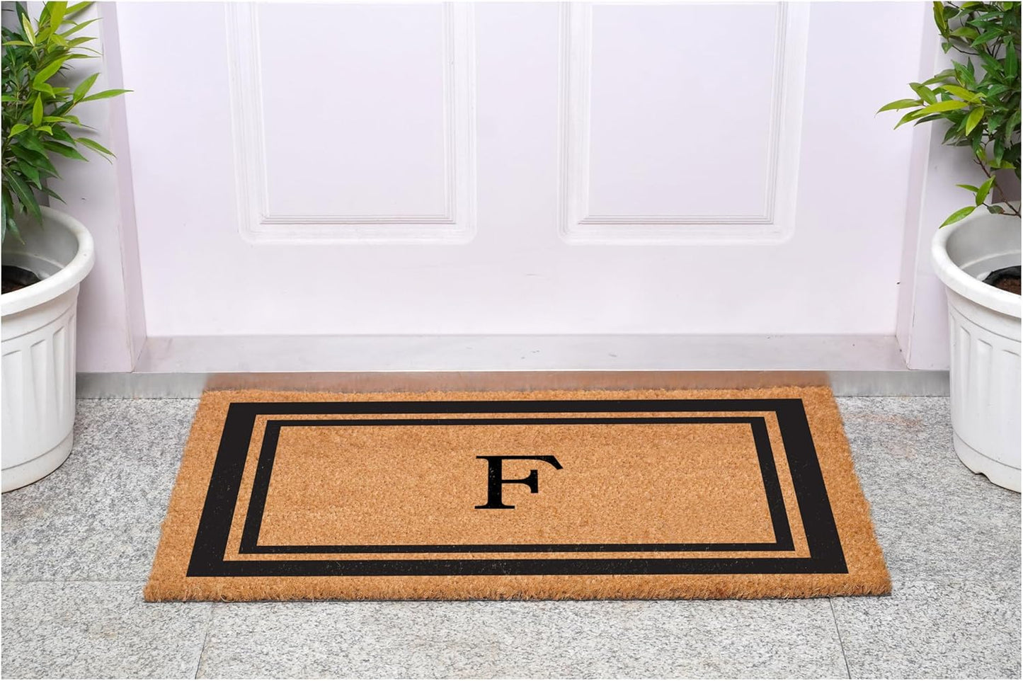 Calloway Mills 152962448 Black Border 24" x 48" Monogram Doormat (Letter F)