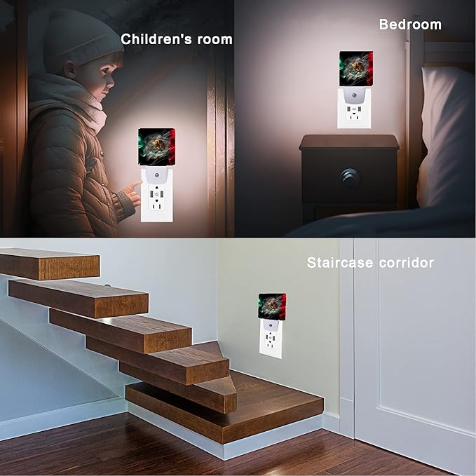 Mexico Smoke Flag Night Light,Night Lights 0.5W Sleep Friendly for Boys Girls Led Night Light Dusk to Dawn Sensor Nightlight for Stairway/Hallway/Bedroom