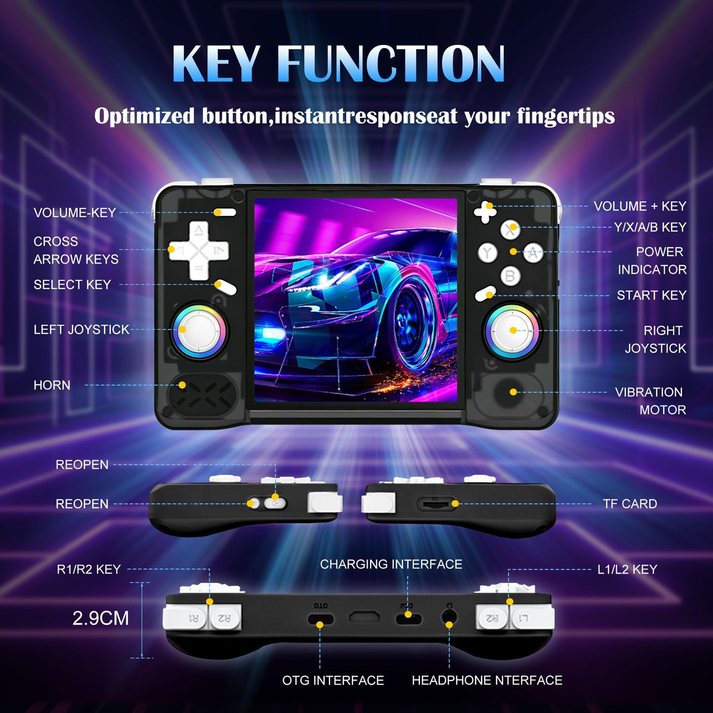 TYHDGHJ Upgrade XF40H Retro Handheld Game Console with 64g Built-in 18000+ Classic Games for Boys and Men - Video Gaming Emulator Console