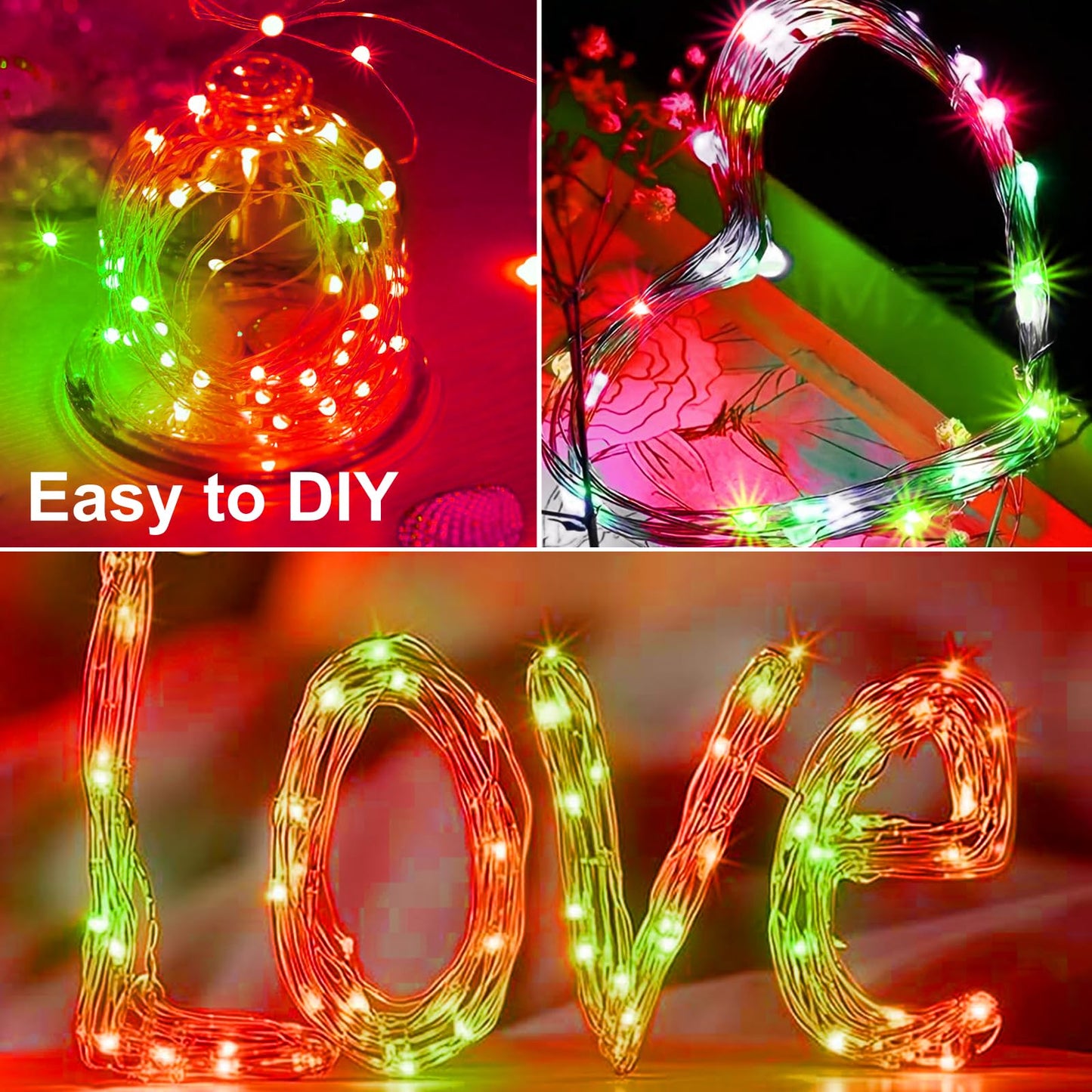Zgwj 8 Pack Christmas Fairy Lights Battery Operated  7Ft 20Led Mini Fairy String Lights Silver Wire 3 Modes Waterproof For Christmas Tree Diy  Parties  Bedroom Decorations Red&Green