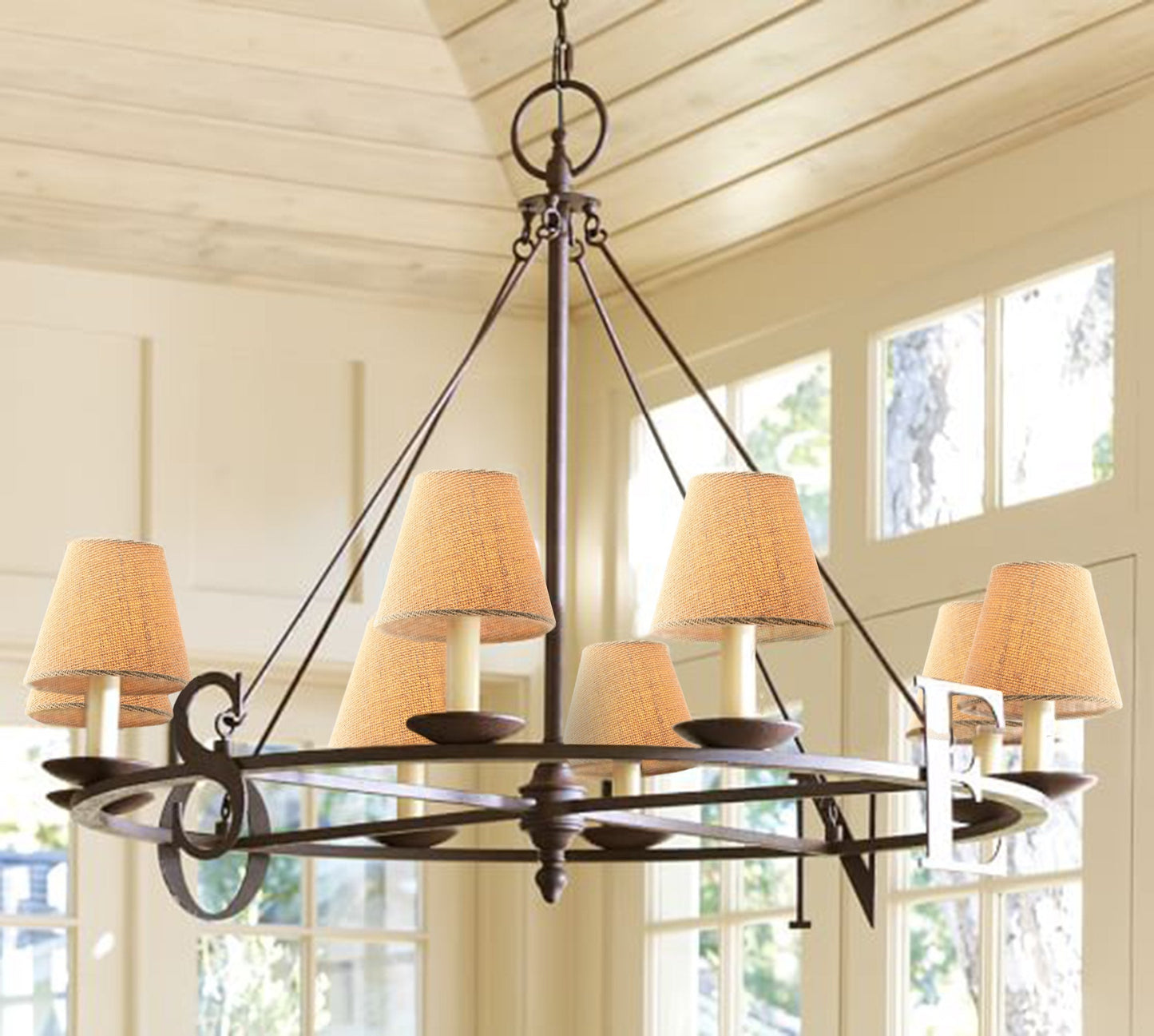 Eurus Home Small Lamp Shade Set Of 6 Burlap Chandelier Shades 3X6X5 Natural S03