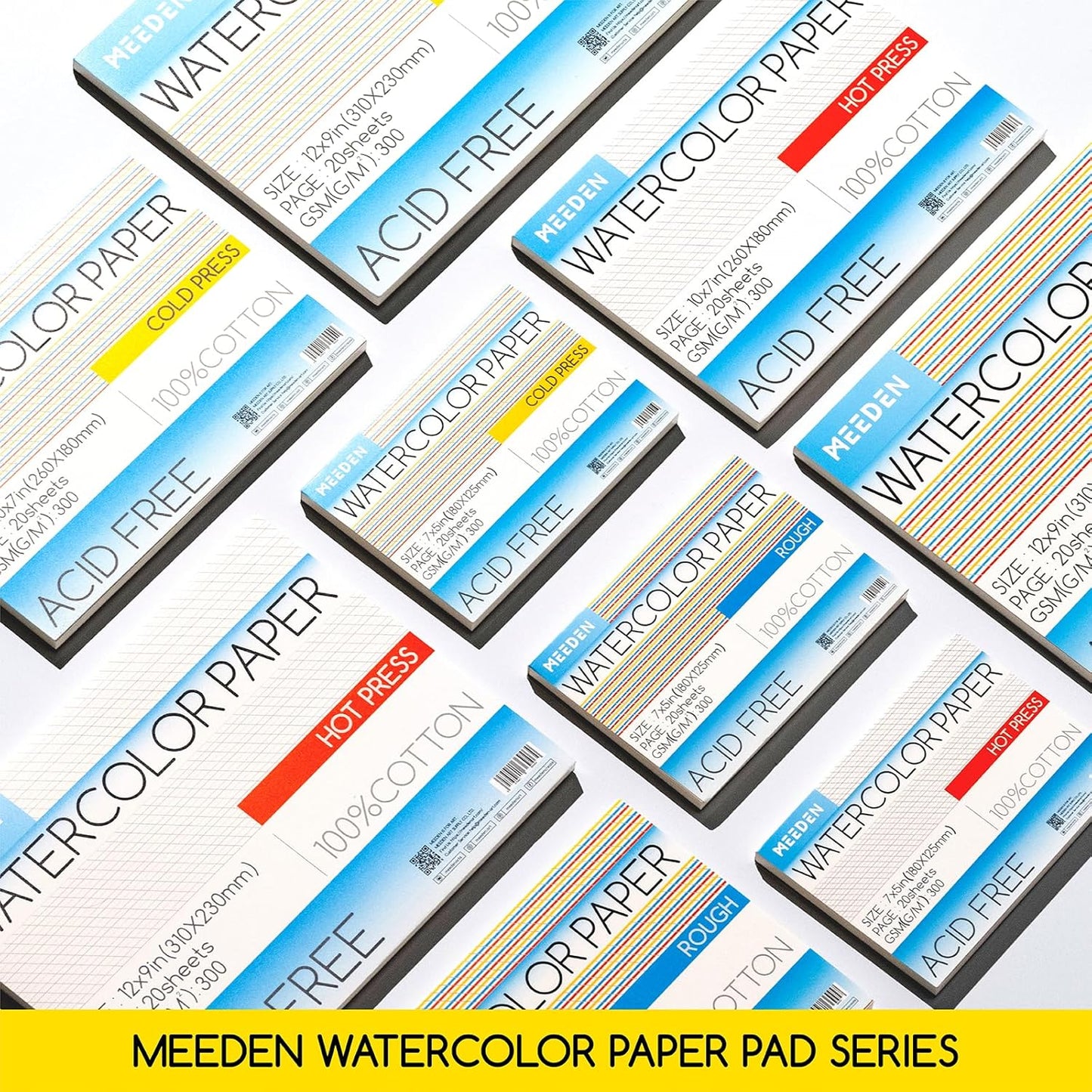 MEEDEN Watercolor Paper Block - 100% Cotton Watercolor Paper Pad of 20 Sheets, 140lb/300gsm, Acid-Free Art Paper for Watercolor, Gouache, Ink and More, 16" x 12" Rough