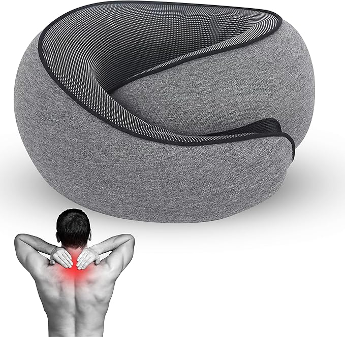 Airplane Travel Neck Pillow, Memory Foam Airplane Travel Pillow, 360 Degree Comfort and Breathability, Washable Modal Cover.Travel neck pillow for Airplane, Neck Pillow Airplane (Light Gray)