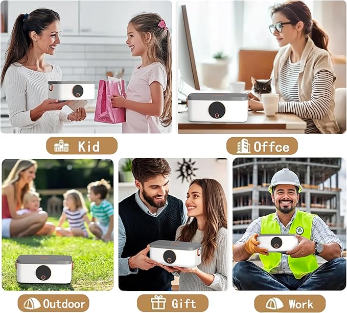 Portable Wireless Electric Heated Lunch Box for Adults,Heating Food Warmer Lunch Box,Rechargeable 16000mAh Battery,1000ml Capacity Inner Container,Lunchbox for Travel,Outdoor,Picnic,Office