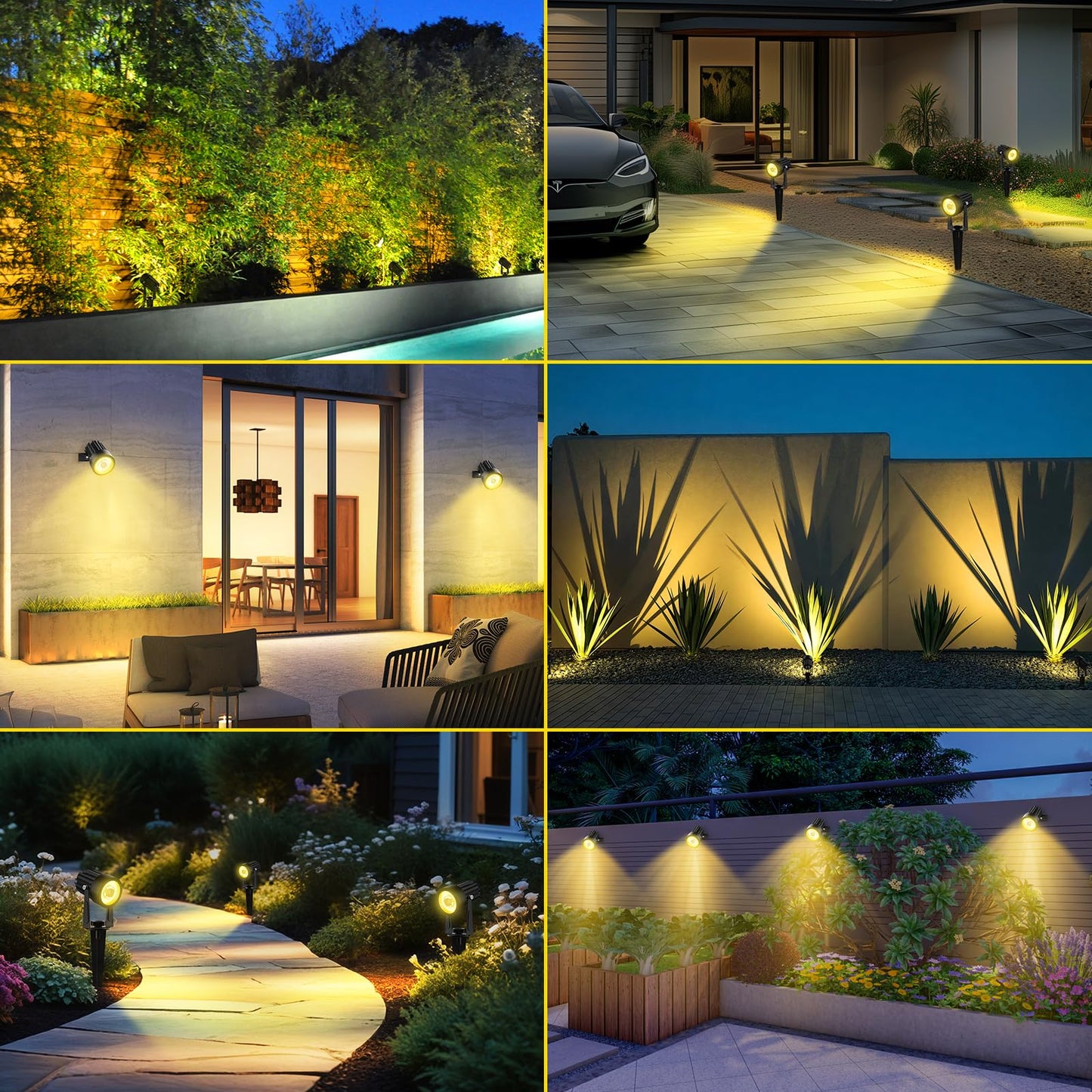 T-SUN Solar Spotlights 2W LED Landscape Light, 2-in-1 Waterproof Wall Lights, Warm White