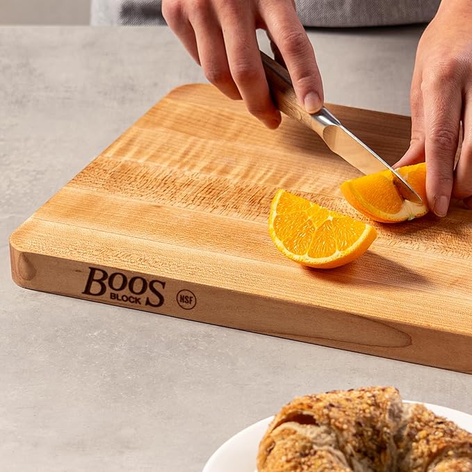 John Boos Chop-N-Slice Series Rectangular Wooden Maple Cutting Board 10”x5” – 1” Thick, 1.4-lb Reversible Butcher Block with Eased Corners & Edge-Grain – Made in the USA
