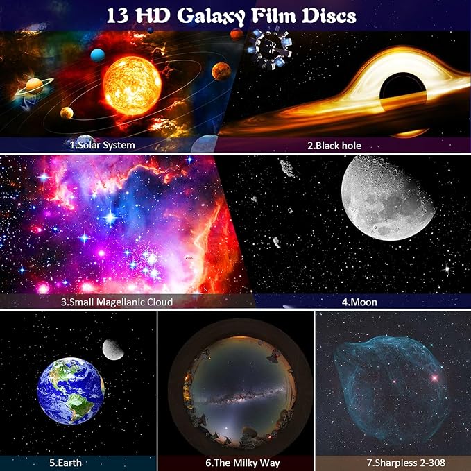 Galaxy Projector,13 in 1 Planetarium Astronaut Space Star Projector for Bedroom,Starry Night Light Projector with Solar System Constellation Moon for Kids,Home Theater,Ceiling,Living Room Decor