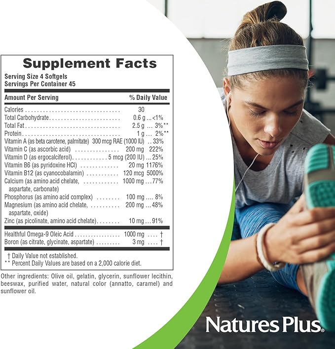 Natures Plus Bone Power - 180 Softgels, Pack of 2 - Osteo Nutrient Complex - Dairy Free, Gluten Free - 90 Total Servings