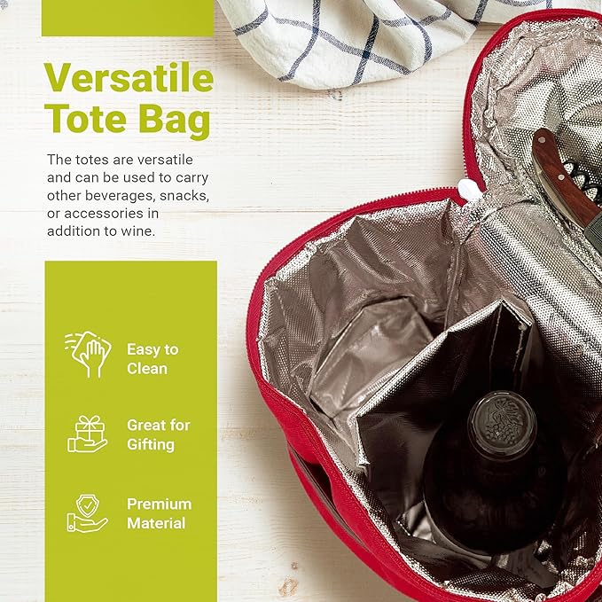 meori 2-Bottle Insulated Wine Tote | Hibiscus Red Solid
