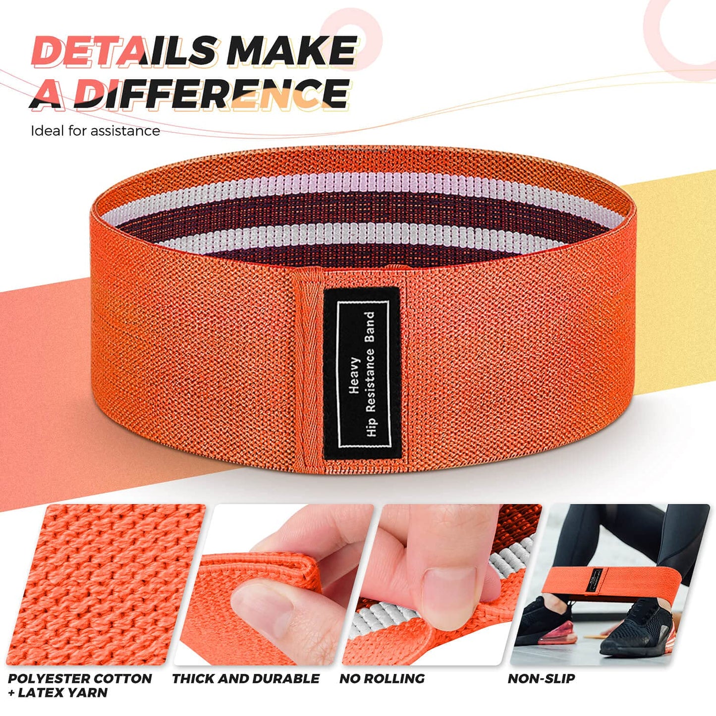 Resistance Bands, Exercise Workout Bands for Women and Men, Stretch Bands for Booty Legs, Pilates Flexbands
