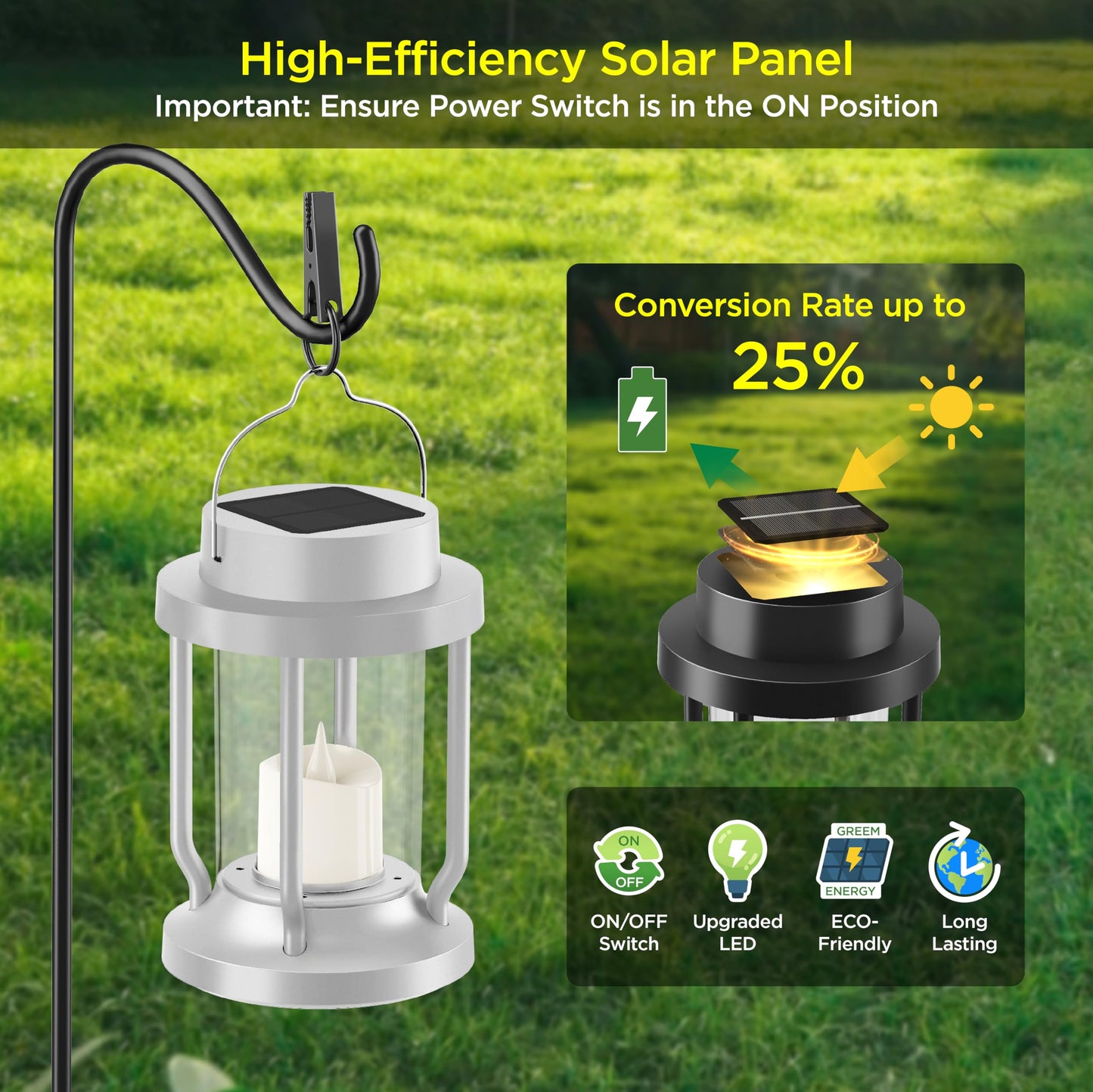 FriutShine Solar Lantern - Flameless Candle, Weatherproof, Indoor/Outdoor, 8 Pack, White, Model L01
