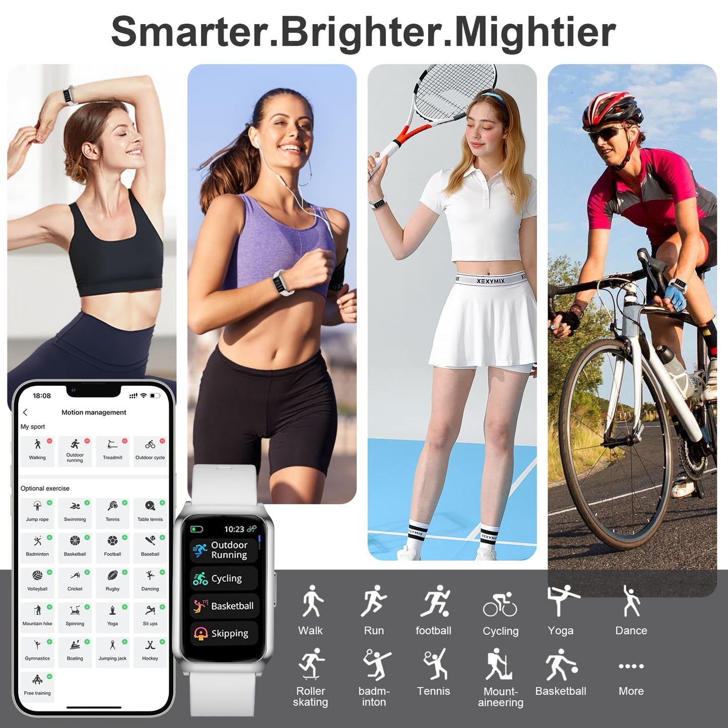 GADIXY Smart Watch,Fitness Tracker Watch 7 Day+ Battery with Heart Rate/Step Counter/Calories/spO2/Sleep Monitor,IP68 Fitness Smart Watches for Women Android&iOS Silver