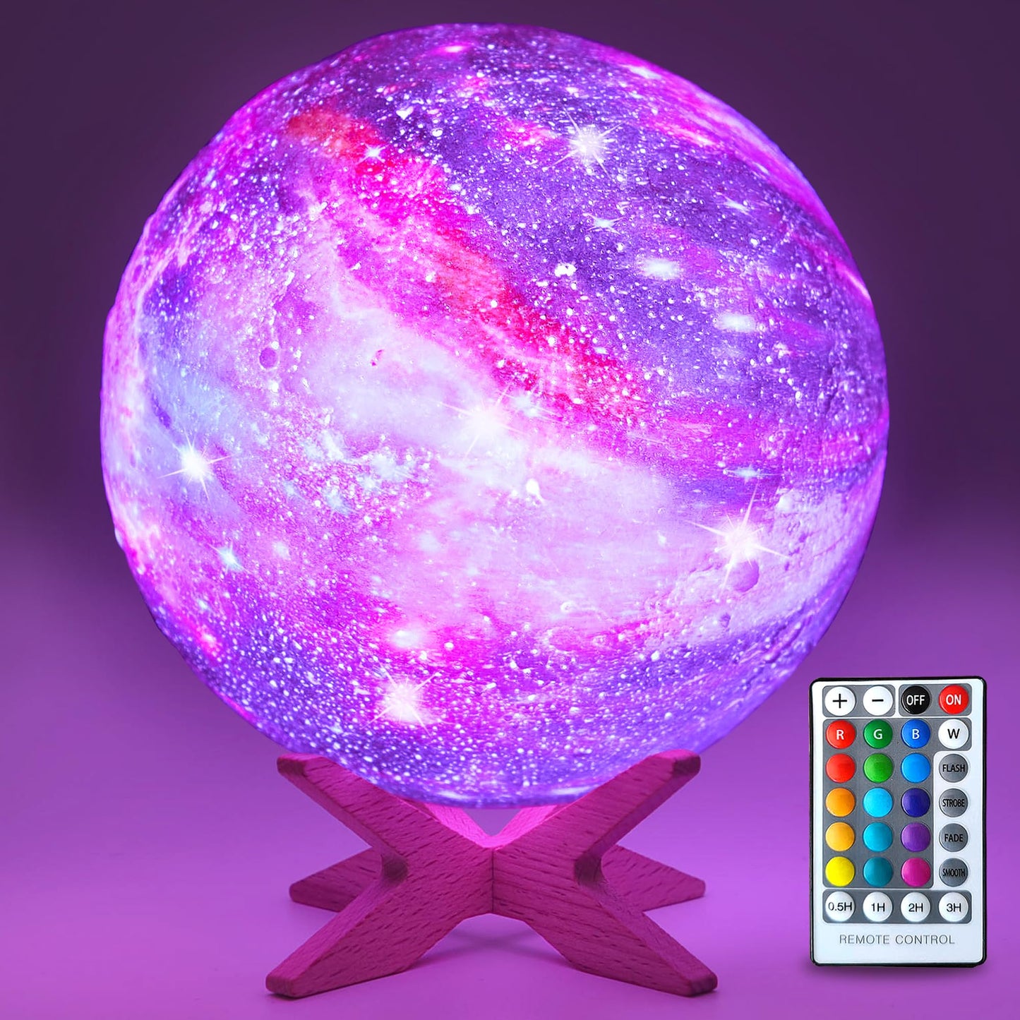 Hyodream Moon Lamp - 5.9 Rechargeable Night Light, Touch & Remote Control, 16 Colors, Multicolor, Model Rf-06082019
