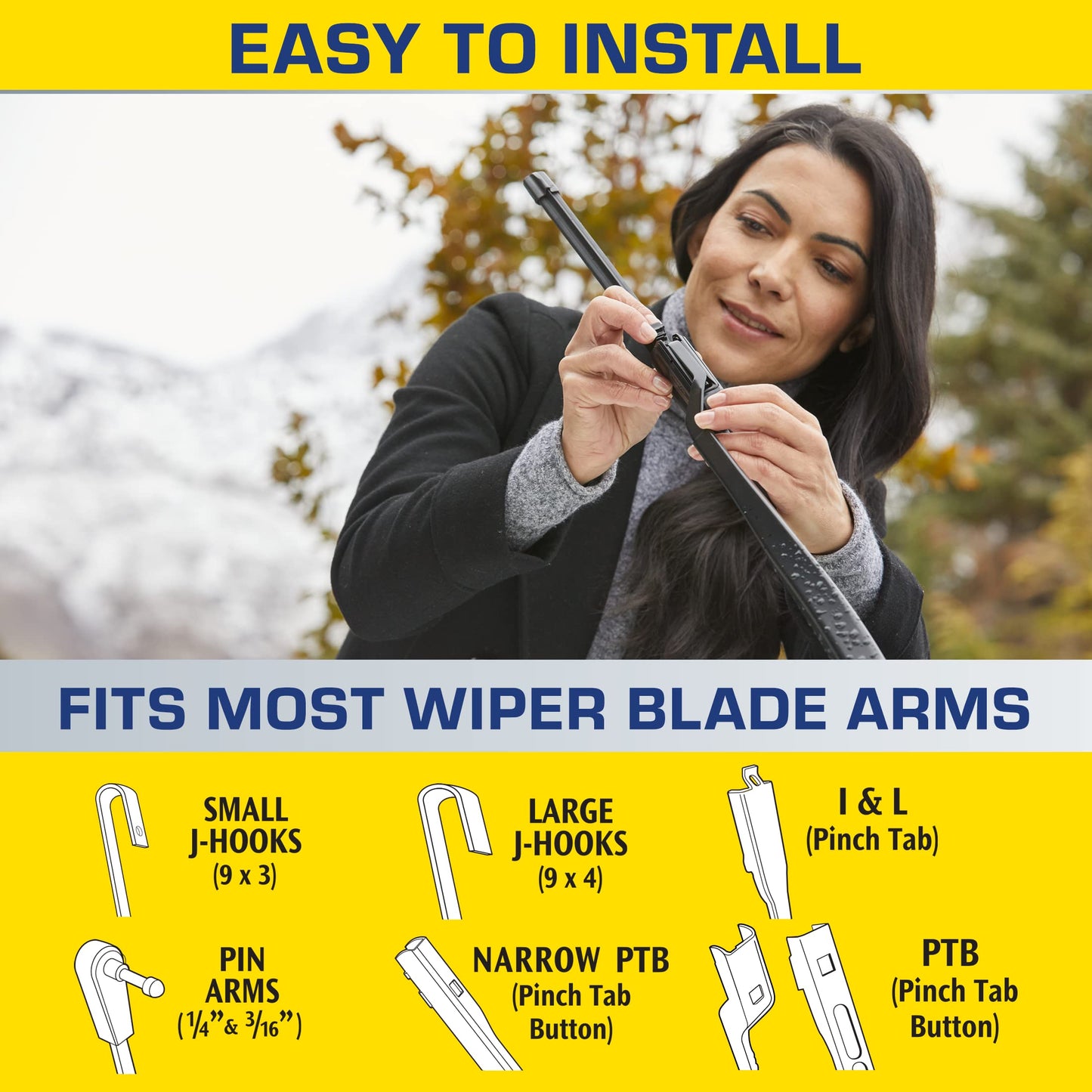 Rain-X 810236 Latitude 2-In-1 Water Repellent Wiper Blades, 22" and 21" Windshield Wipers (Pack Of 2), Automotive Replacement Windshield Wiper Blades With Patented Rain-X Water Repellency Formula