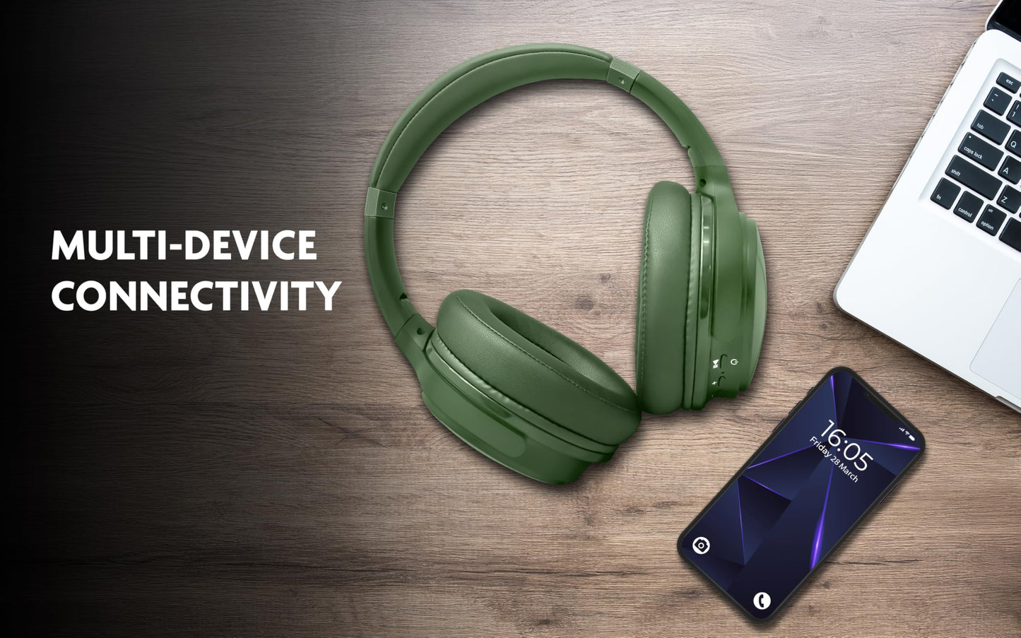 Fisher Pro Active Noise Cancelling Headphones, Over Ear Wireless Bluetooth 5.3, Microphone, Lightweight Comfortable Headset for Home Travel, 16H Playtime, Rechargeable, Hi-Res Sound Audio, Deep Bass