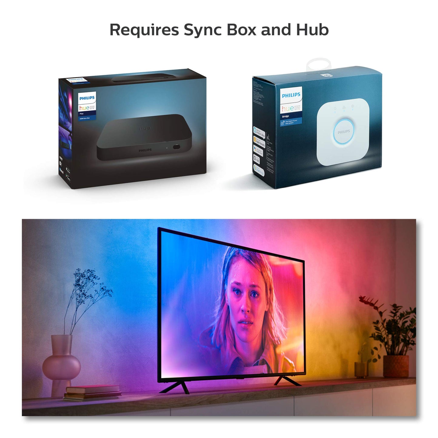 Philips Hue Gradient LightStrip 55in - Sync with TV, Music & Gaming, Black, Model 560409