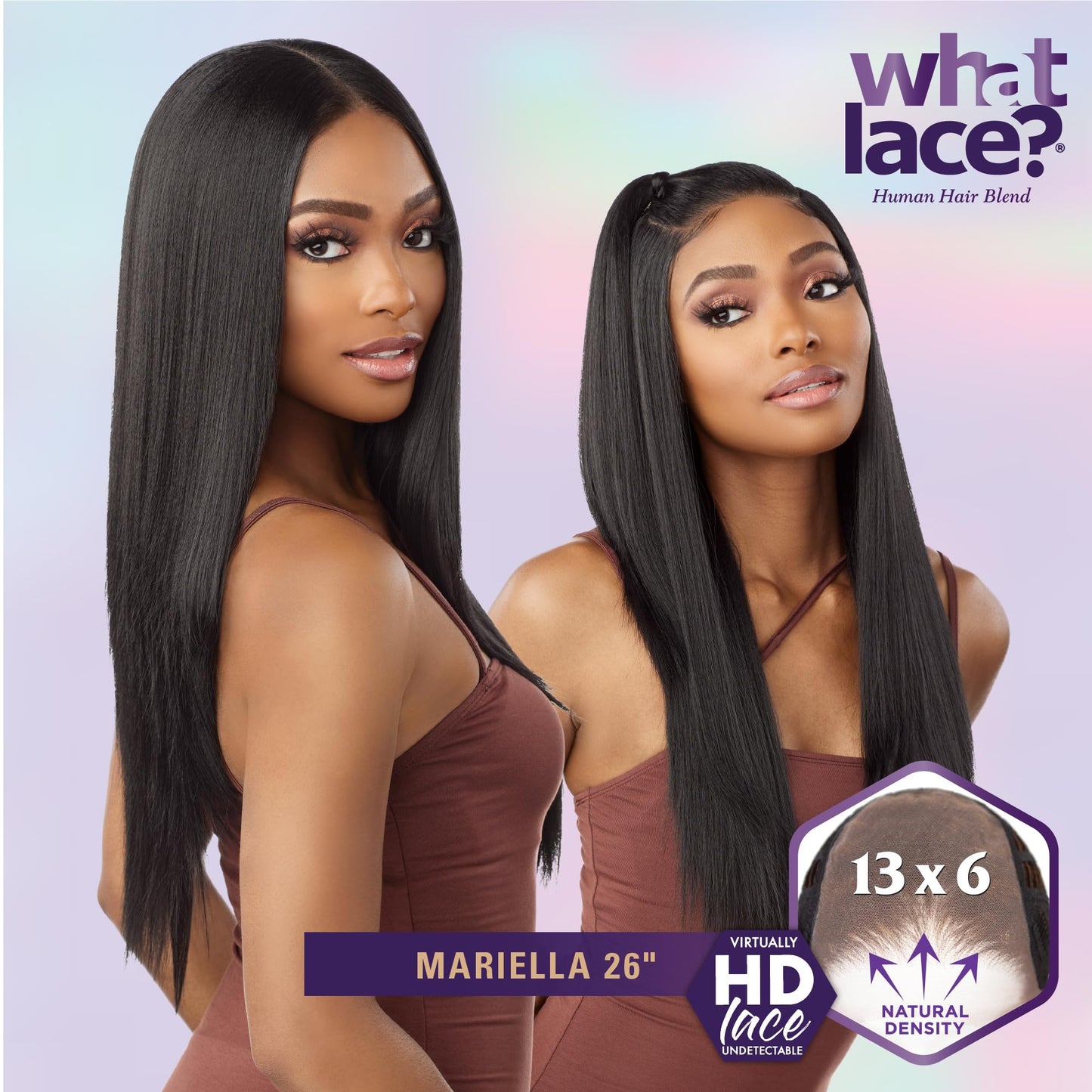 Sensationnel What Lace 13X6 Wigs - Mariella 26 Inch Human Hair Blend Lacefrontal Glueless Synthetic With Natural Density Prepluc